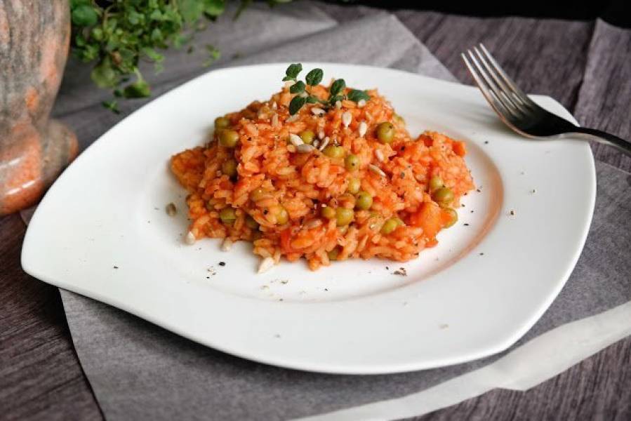 Przepis na Risotto pomidorowe ze słonecznikiem Z Hrabiną w kuchni