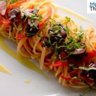 Spaghetti z bazylią i aromatyczną wątróbką
