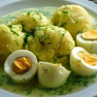 Jajka z ziemniakami w sosie koperkowym