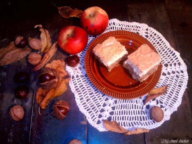 Ciasto jabłkowo - orzechowo - kokosowe.