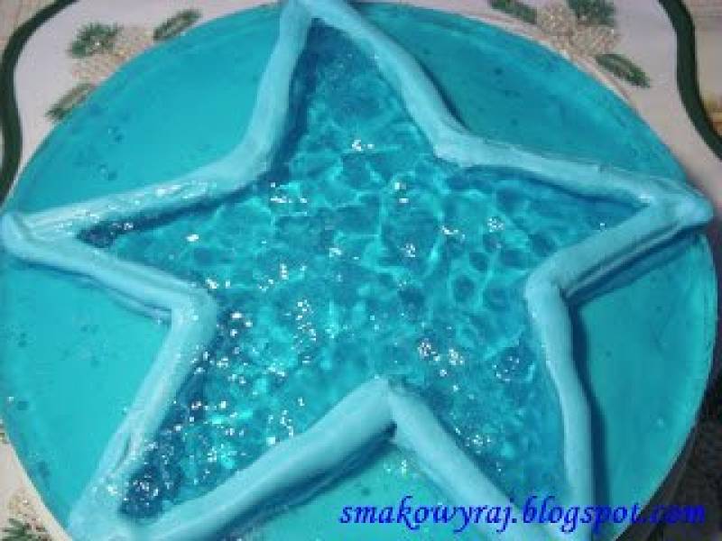 Gwiezdny tort błękitna laguna, w trzech kolorach niebieskich, z galaretką i ptasim mleczkiem, na każdą okazję :)