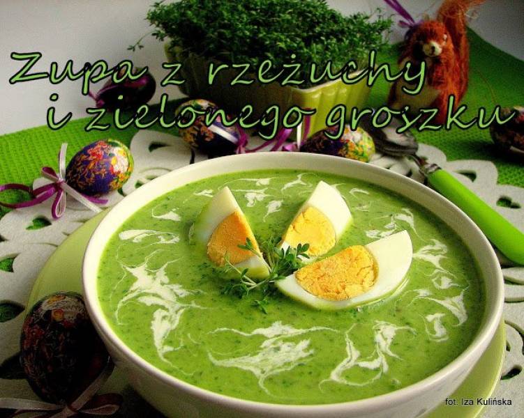 Zupa z zielonego groszku i rzeżuchy
