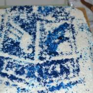 Tort niebiesko biały