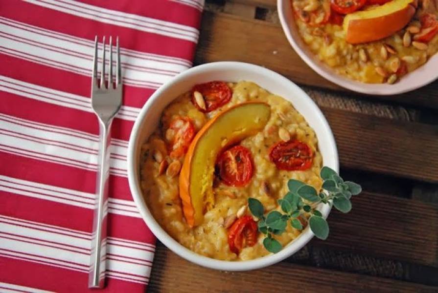 Risotto z dynią i pieczonymi pomidorkami