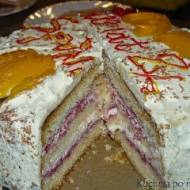 Śmietanowo - malinowy tort z okazji drugich urodzin Maksia i trzeciej rocznicy naszego ślubu