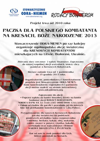 Paczka dla polskiego kombatanta na kresach - Boże Narodzenie 2013