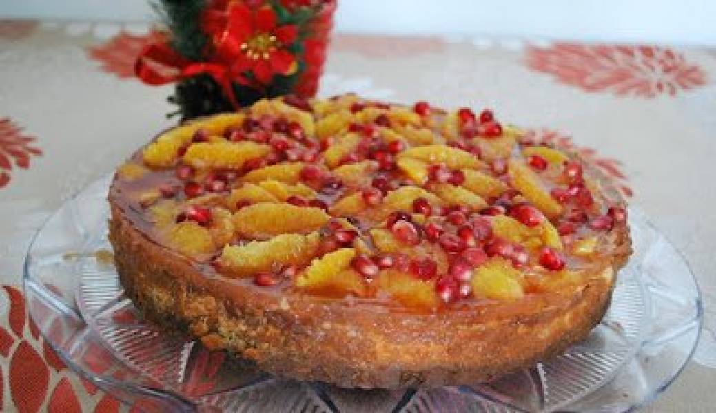 Czekoladowy sernik z pomarańczą i granatem / Chocolate cheesecake with orange and pomegranate