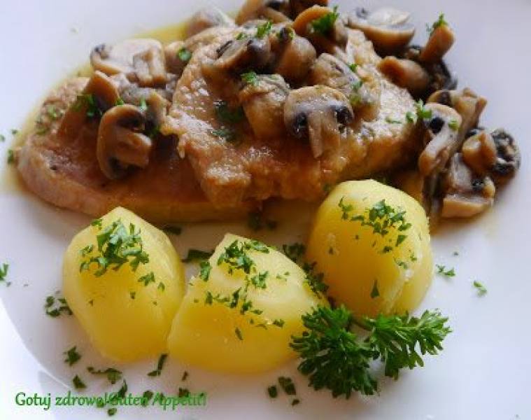 Sznycle schabowe w pieczarkowym ragout-dietetycznie