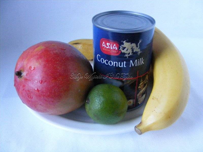 Koktajl bananowo kokosowy z mango