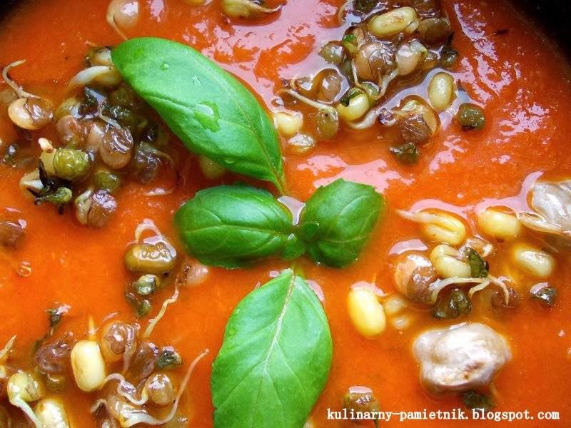 Rozgrzewająca zupa-krem z pomidorów z bazylią, imbirem i chilli