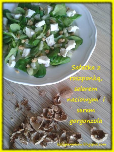 Sałatka z roszponki, selera naciowego i sera gorgonzola