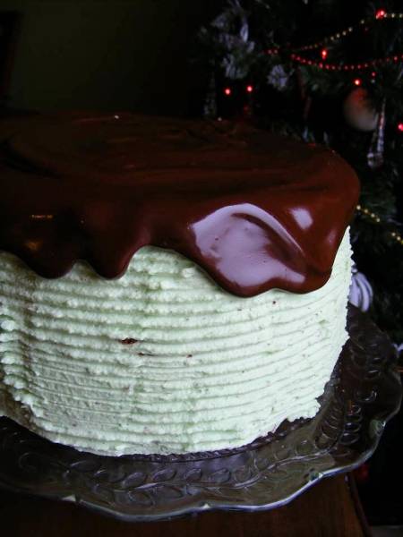 Zielony tort - czekoladowo - miętowy.