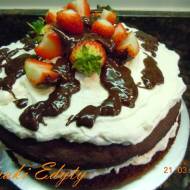 Ciasto czekoladowe z truskawkami- chocolate and strawberry gateau