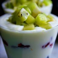 Lekki deser owocowy z miodowym jogurtem