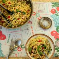 Mąż w kuchni: Spaghetti z krewetkami, czosnkiem i chilli