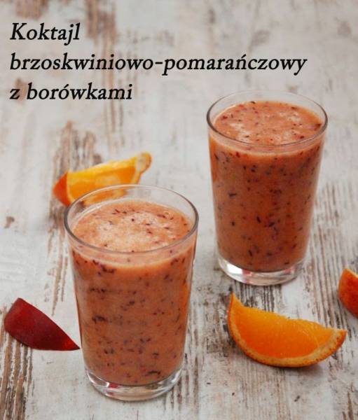 Koktajl brzoskwiniowo-pomarańczowy z borówkami