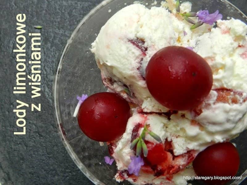 Lody limonkowe z wiśniami