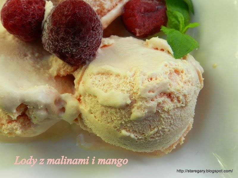 Lody z malinami i mango