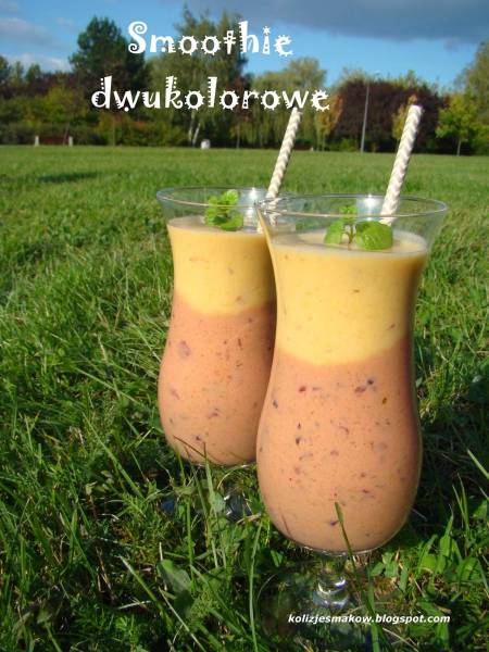 Smoothie dwukolorowe z brzoskwinią i śliwkami