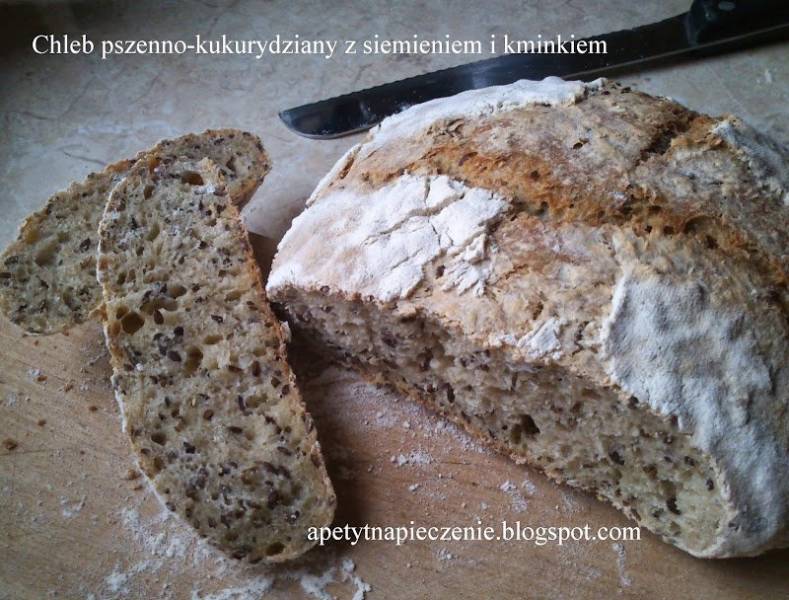 Chleb pszenno-kukurydziany z siemieniem i kminkiem