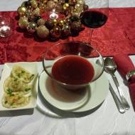 Traditional Polish Christmas Eve meal - Barszcz with Pierogi :-)