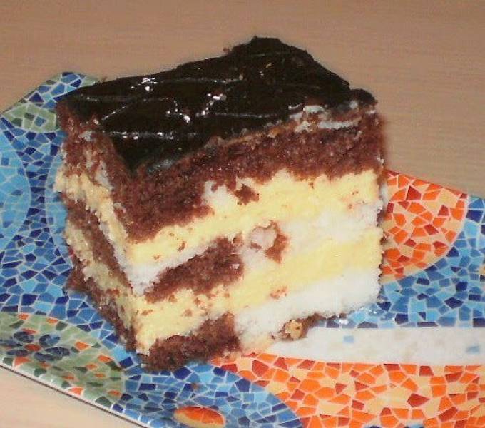 Ciasto łaciate z masą serową a'la sernik gotowany -piękne i pyszne ciasto :-)