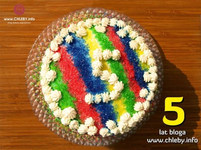 Tęczowy tort Rainbow Cake na 5 urodziny bloga
