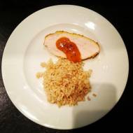 Kurczak w sosie pomarańczowo-imbirowym z brązowym ryżem