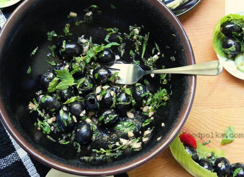 Black is the new green in this black olive appetizer