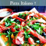 Mój włoski Lider - Pizza z rukolą, prosciutto, pomidorkami i oliwkami