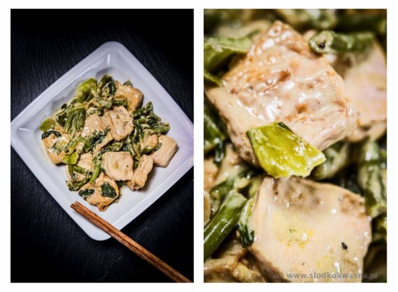 Tofu z fasolką, pak choi i mlekiem kokosowym