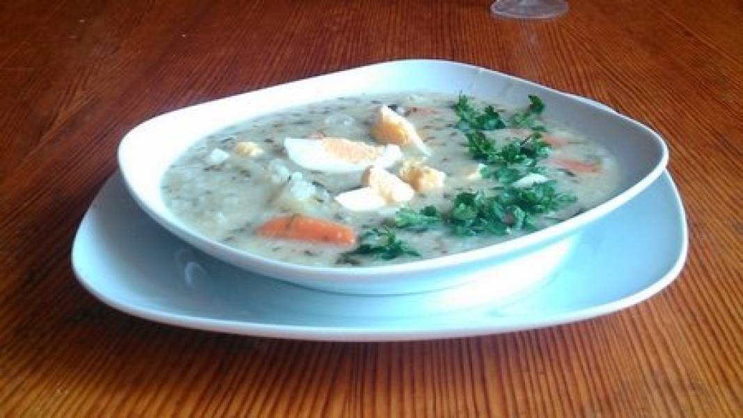 zupa szczawiowa z ryżem wegetariańska