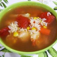 Pikantna zupa ryżowo-warzywna z kurczakiem