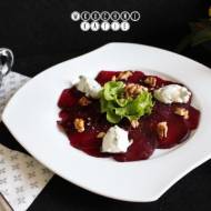 Roasted beetroot carpaccio with goat cheese