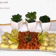 Strogonow sojowy z warzywami i kluseczkami