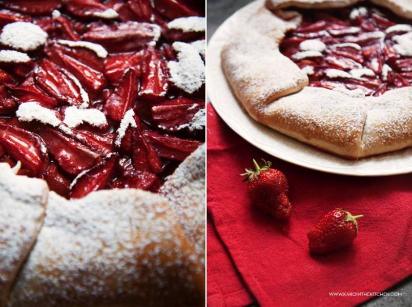 Rustykalna tarta rabarbarowo-truskawkowa. Galette aux fruits rouges