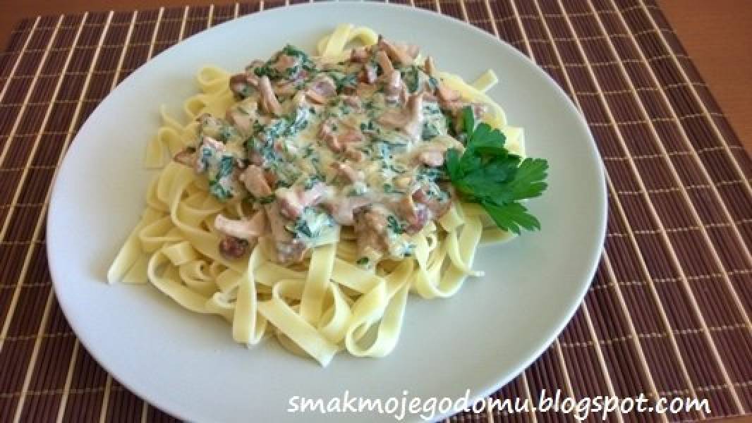 Makaron z kurkami i serkiem mascarpone