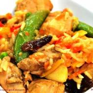 Pieprzny kurczak z ryżem i warzywami