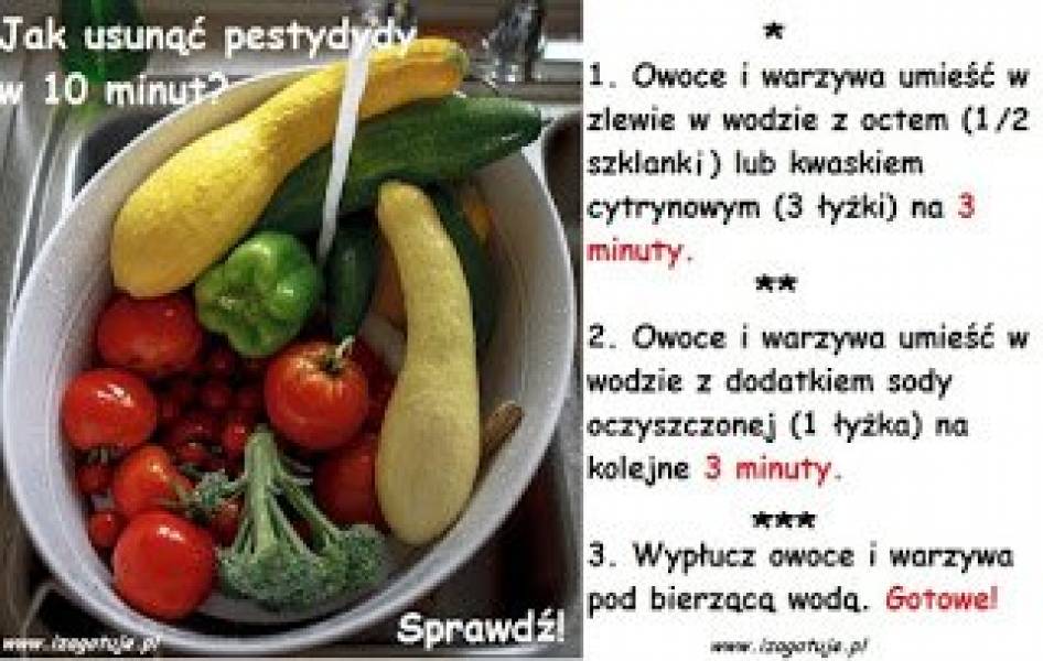 Jak usunąć groźne pestycydy z owoców i warzyw w 10 minut?