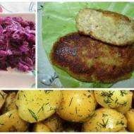 Niedzielny obiad: mielone z ziemniakami i czerwoną kapustą smażoną