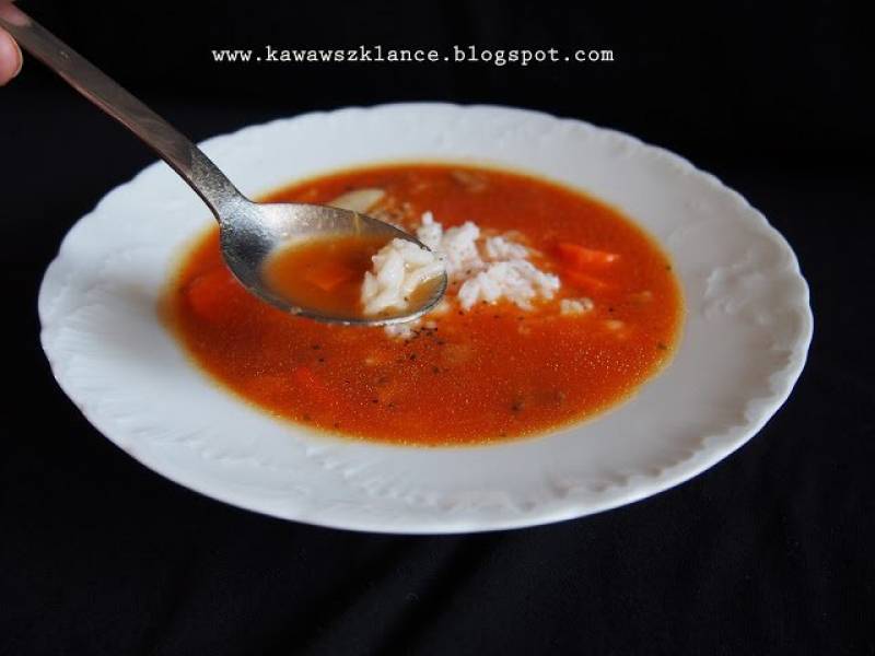 Zupa pomidorowo-dyniowa bez zabielania ( z ryżem )