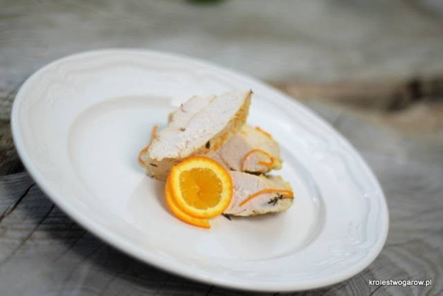 Kurczak na diecie -  pierś kurczaka pieczona z pomarańczami