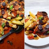 Udka kurczaka po hiszpańsku – pełny obiad z jednej blachy