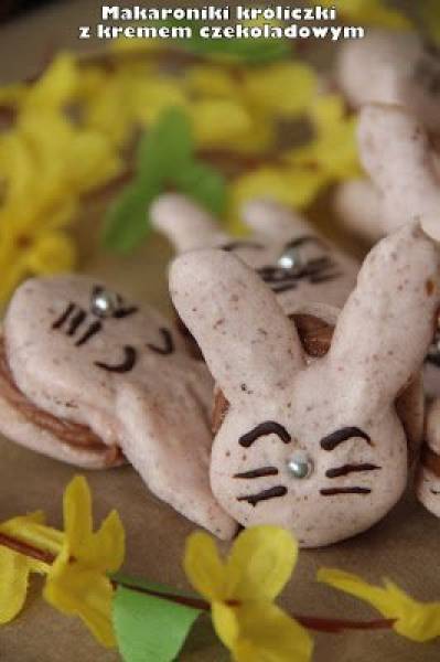 Makaroniki króliczki z kremem czekoladowym (macarons bunny's)