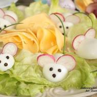 białe myszki na Wielkanocny stół