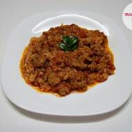Mięso mielone z passatą pomidorową i ryżem