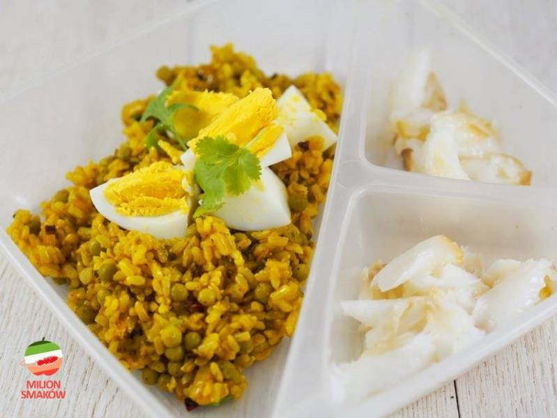 Kedgeree z wędzonym halibutem