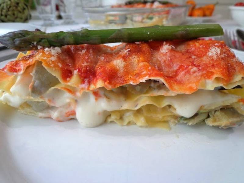 Lasagne z karczochami i szparagami (Lasagne con carciofi e asparagi)