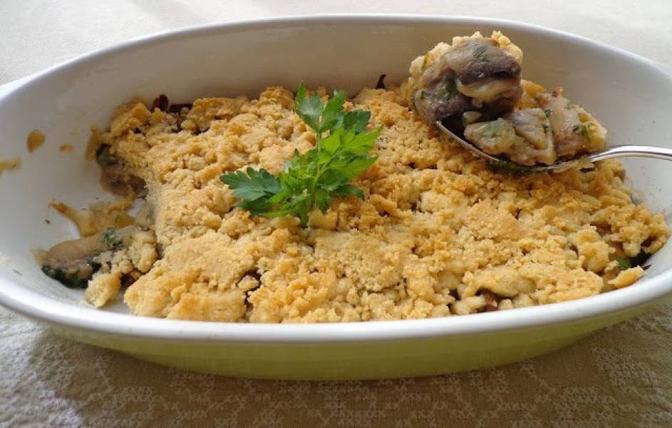 Crumble z pieczarkami czyli pieczarki pod kruszonką (Crumble di champignon)