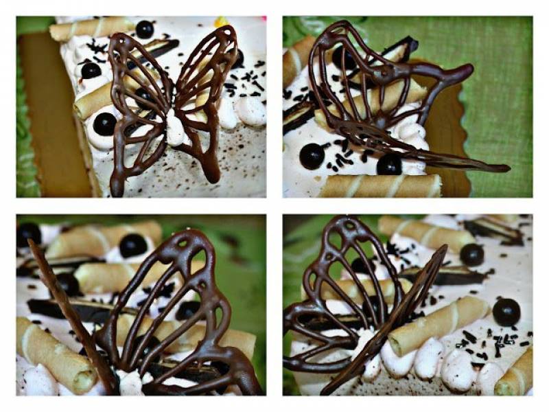 Motyle z czekolady do dekoracji tortów i ciast.
